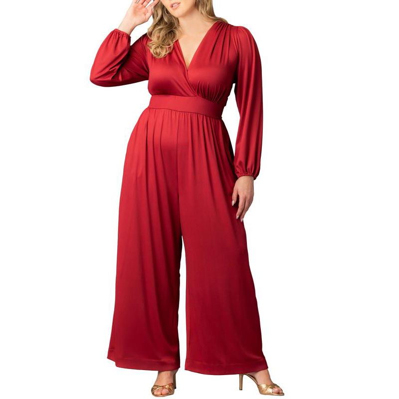 Plus Size Brigitte Long Sleeve Wide Leg Jumpsuit
