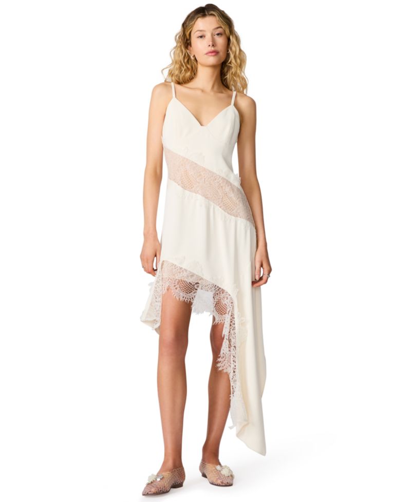 V-Neck Lace Asymmetric Wes Dress