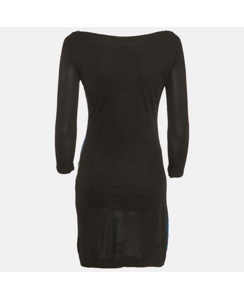 Women's Black/blue Printed Jersey Mini Dress