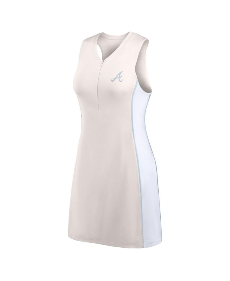 Women's Cream Atlanta Braves Studio Boost Athletic Half-Zip Dress