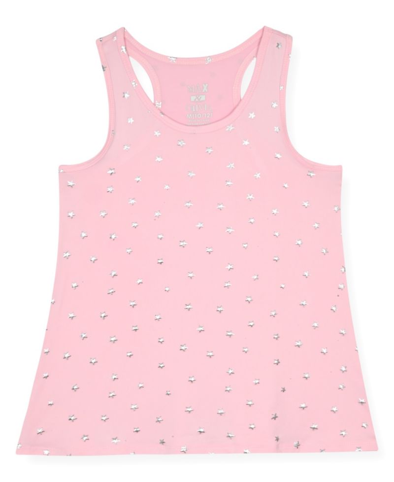 Girls' 7-16 Foil Print Tank Top, Short Pants & Scrunchie, 3-Piece Set