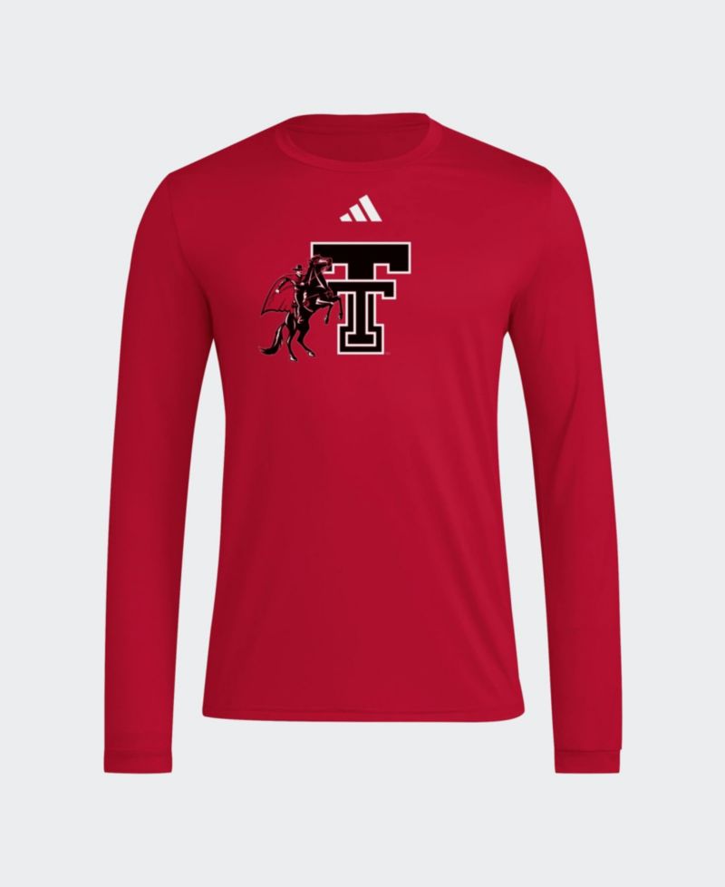 Men's Red Texas Tech Red Raiders Primary Locker Logo Pre-Game Long Sleeve T-Shirt