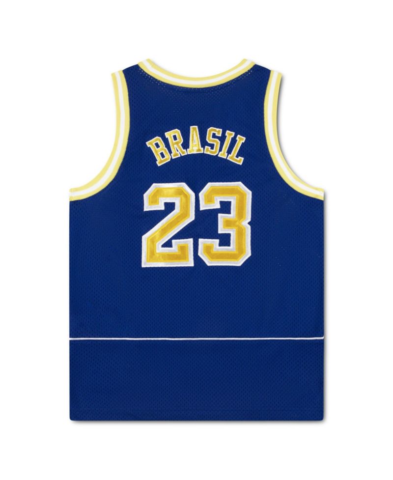 Big Boys and Girls Royal Brazil National Team Mesh Basketball Fashion Jersey