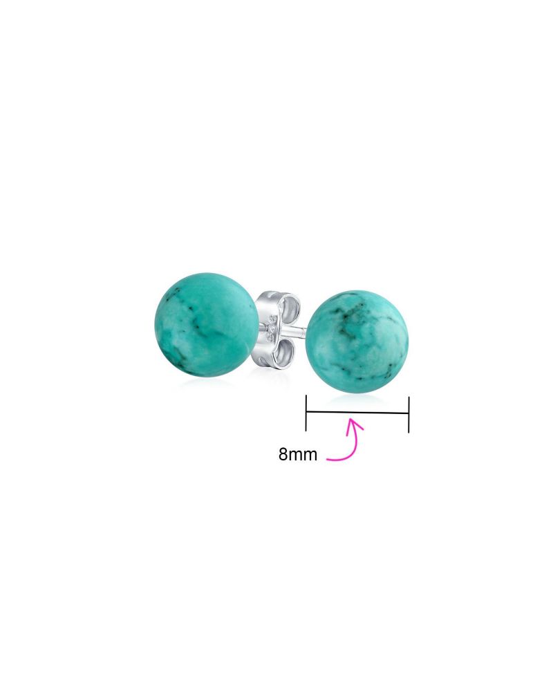 Classic 8MM Purple Amethyst Bead Ball Stud Earrings .925 Sterling Silver