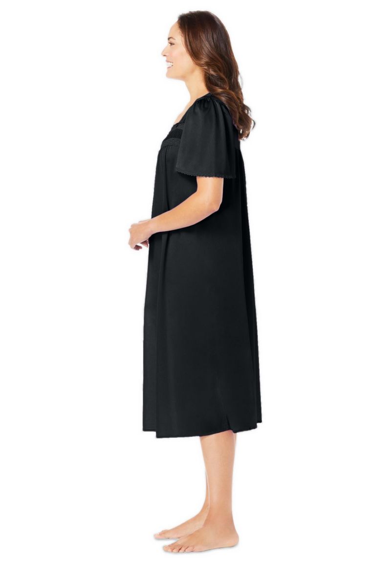 Plus Size Only Necessities Short Silky Lace-Trim Gown