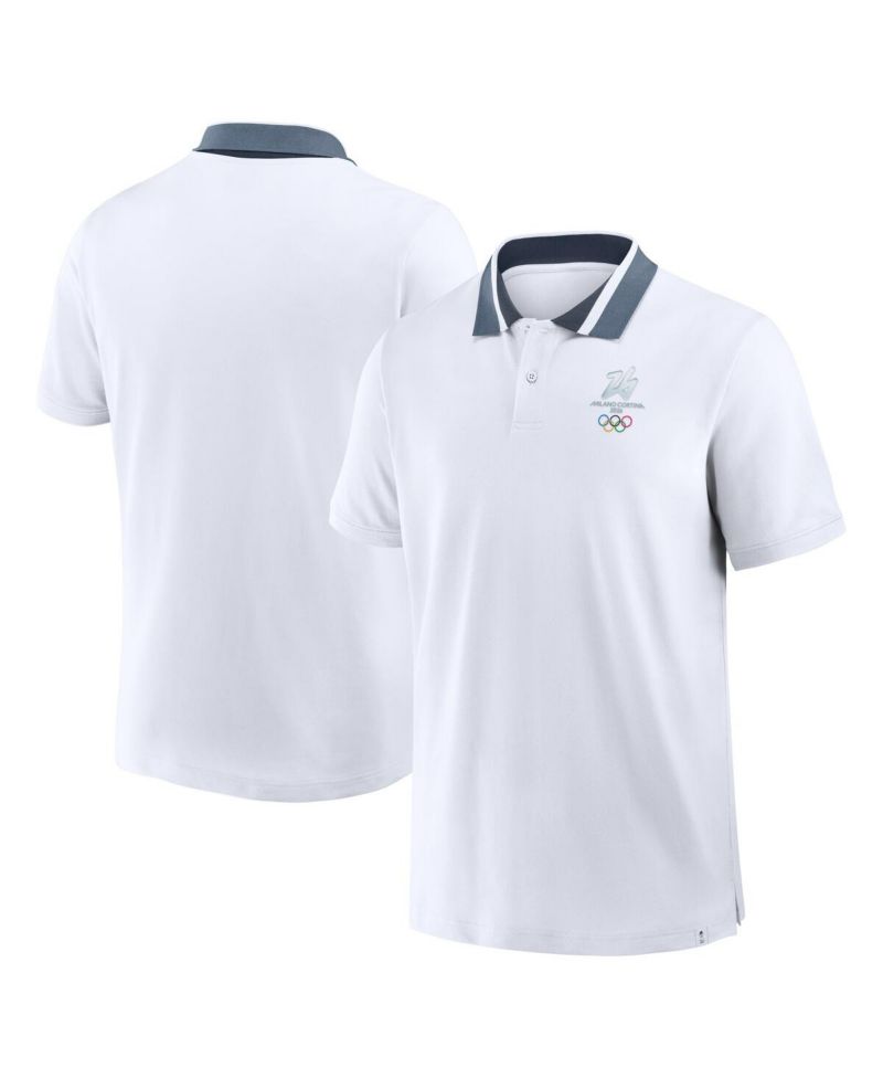 Men's White Milano Cortina 2026 Winter Olympics Tipped Polo Shirt