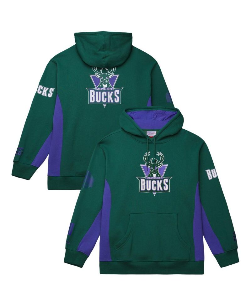 Men's Hunter Green Milwaukee Bucks Hardwood Classics Team Origins Fleece Pullover Hoodie
