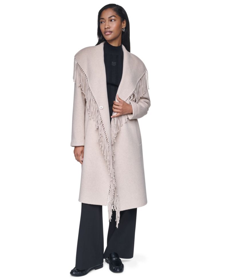 Women's Double Faced Fringe Wrap Coat