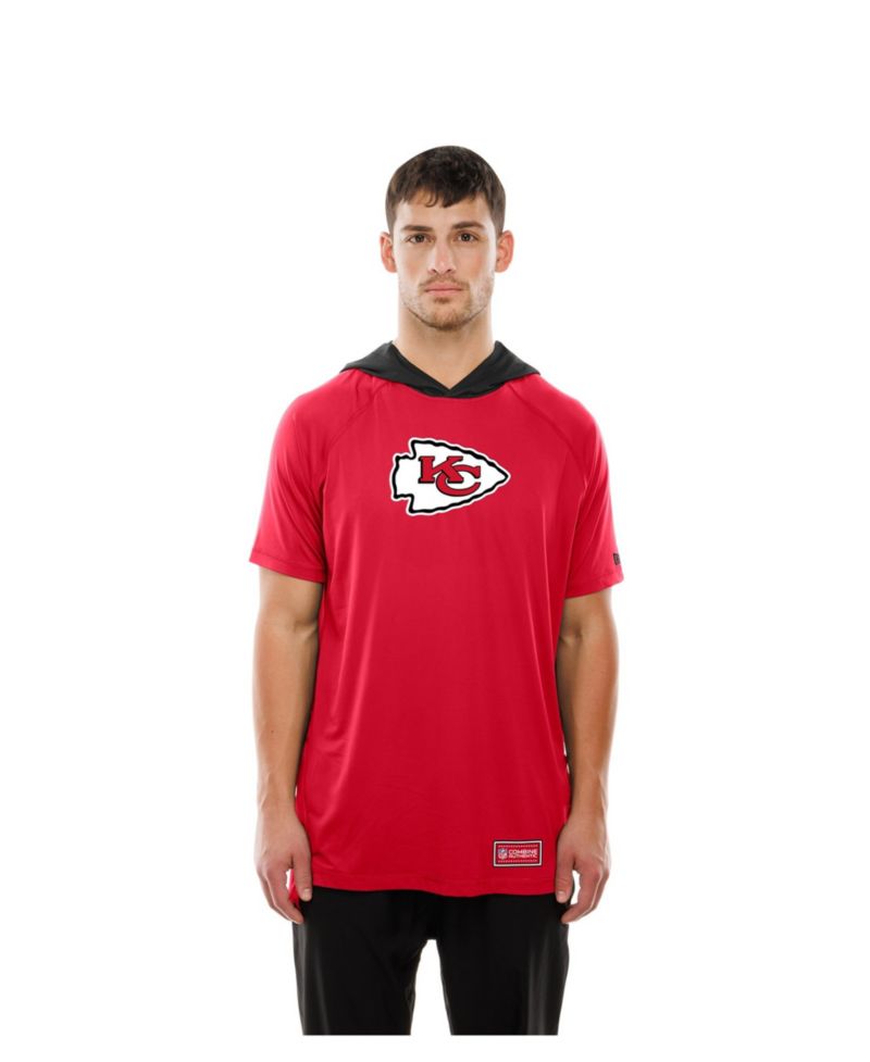 Men's Red Kansas City Chiefs Combine Authentic Hooded Raglan Short-Sleeve T-Shirt