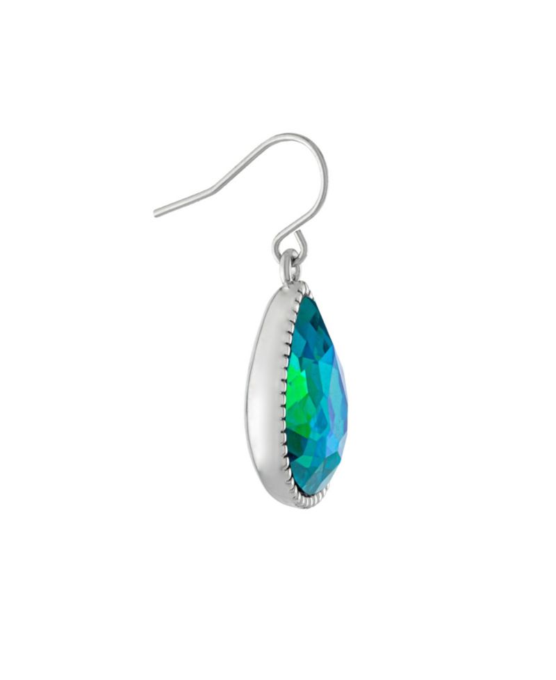 Pear Shape Crystal Drop Earrings (7/25 ct. t.w.) in Fine Silver Plated Brass