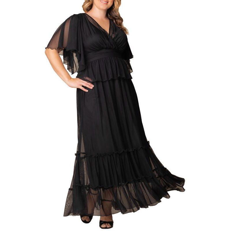 Plus Size Graceful Tiered Mesh Gown