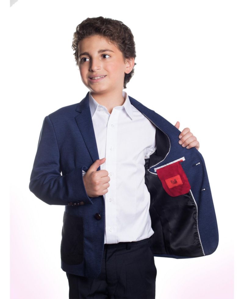 Boys Navy Slim Fit Knit Jersey Blazer