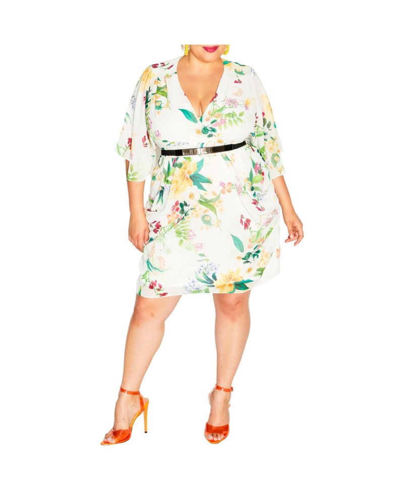Women's Color Wrap Print Dress