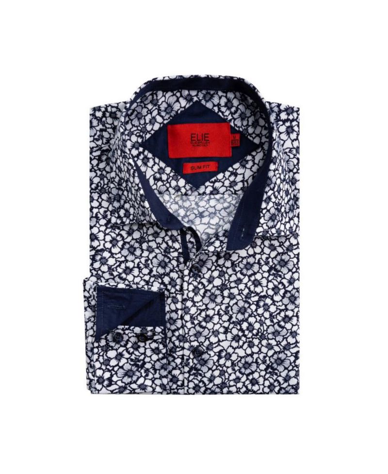 Men's Slim Fit Floral Print Button-Down Shirt for Men