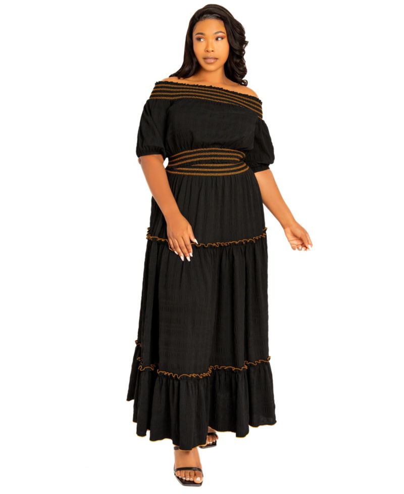 Plus Size Smocked Top and Skirt Two Piece Set