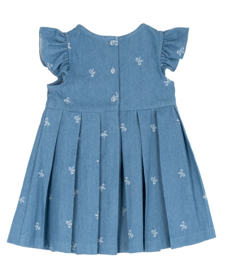 Baby Girls' Printed Bow Denim Dress with Diaper, 2-Piece Set