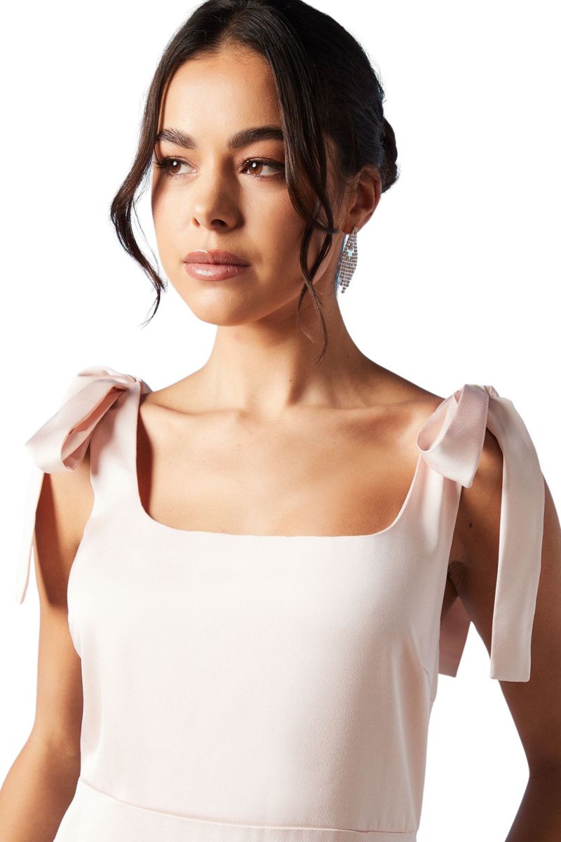Women's Satin Midi Tie Shoulder Bridesmaid Dress