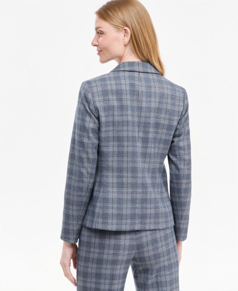 Petite Plaid Double-Breasted Blazer