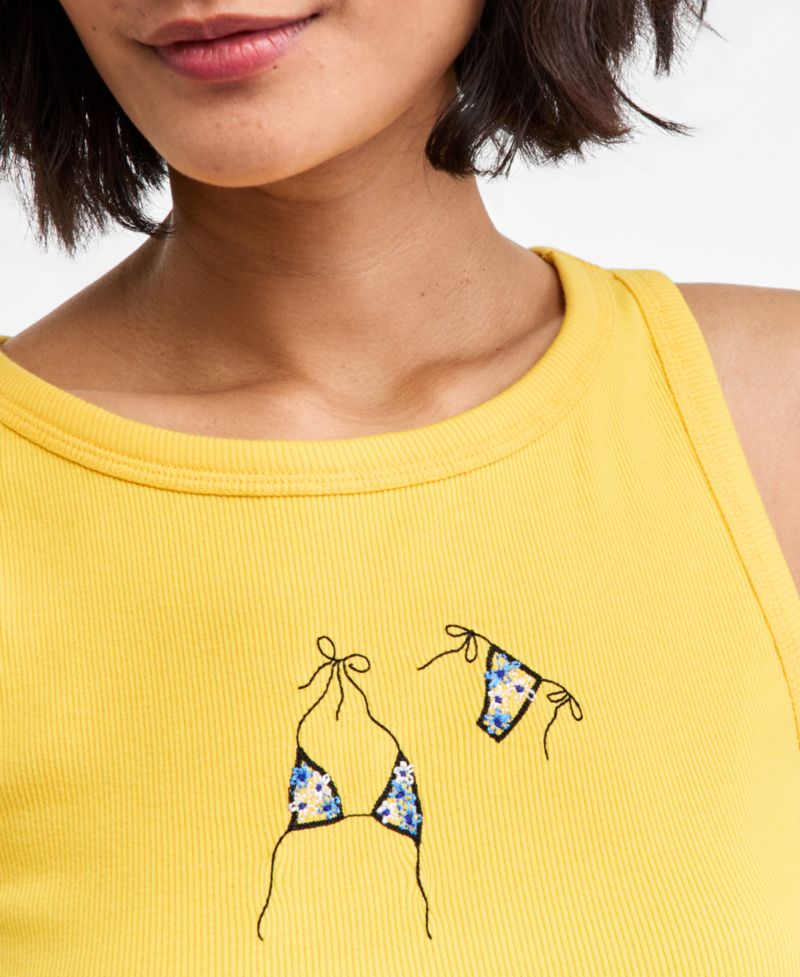 Plus Embroidered Boatneck Tank Top