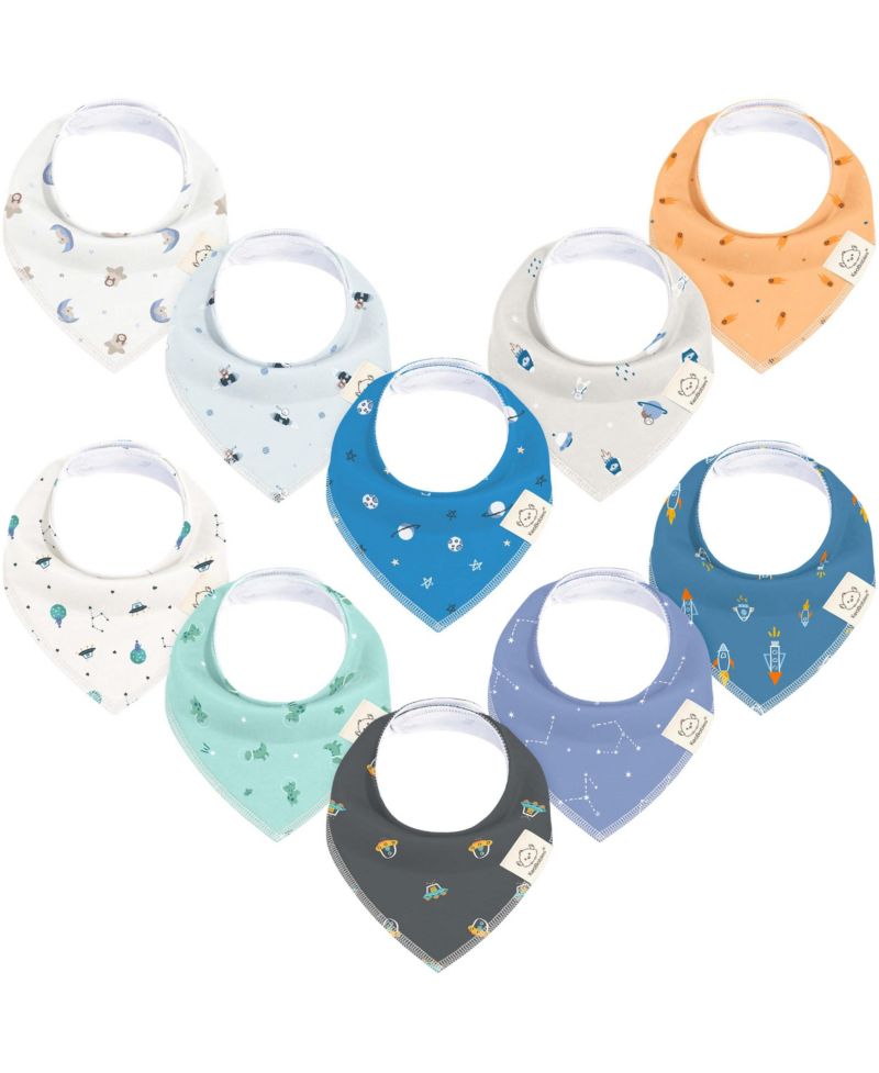 10pk Baby Bandana Bibs, Cotton Baby Drool Bibs for Baby Boy, Girl, Baby Bibs for Infant, Newborn