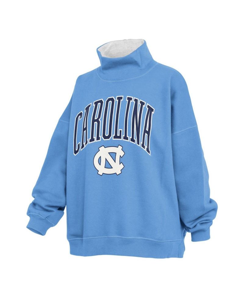 Women's Carolina Blue North Carolina Tar Heels Oversized Mock Neck Sweatshirt