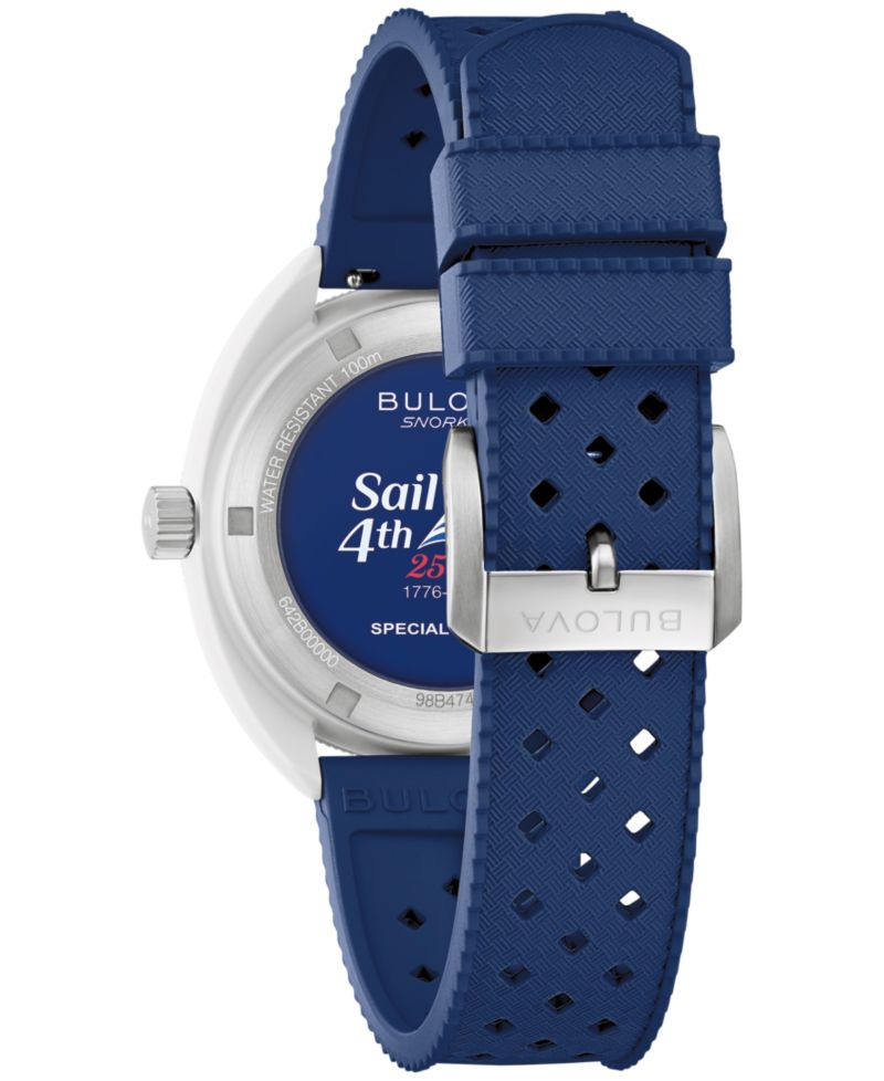 Men's Limited Edition Performance Snorkel "Sail 4th" Blue Rubber Watch 41mm