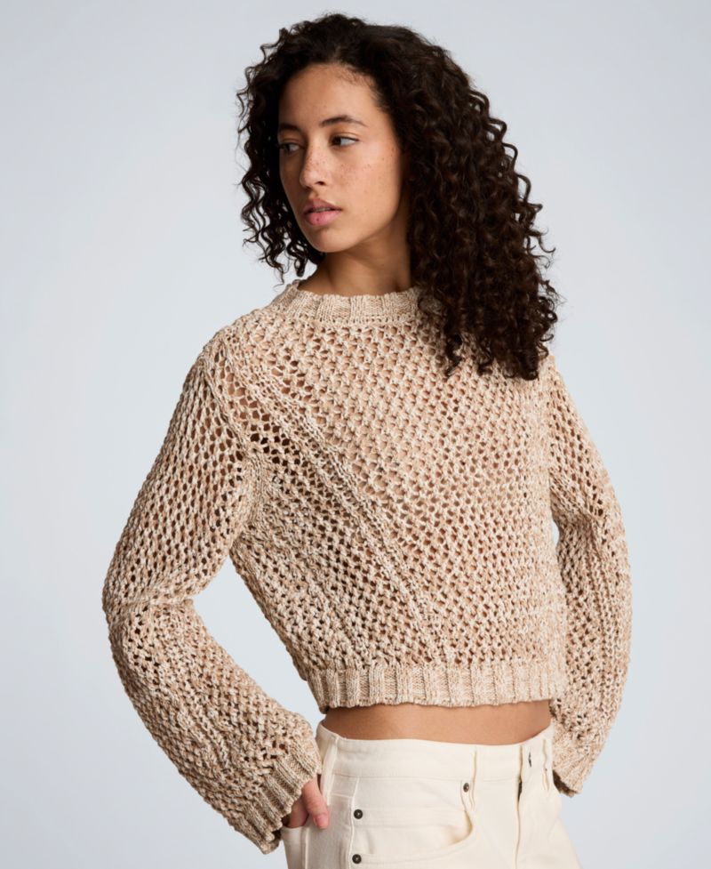 Women's Two Tone Open Stitch Pull-On Top
