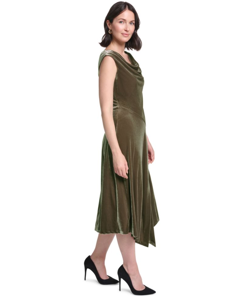 Women's Cowl Neck Midi Dress