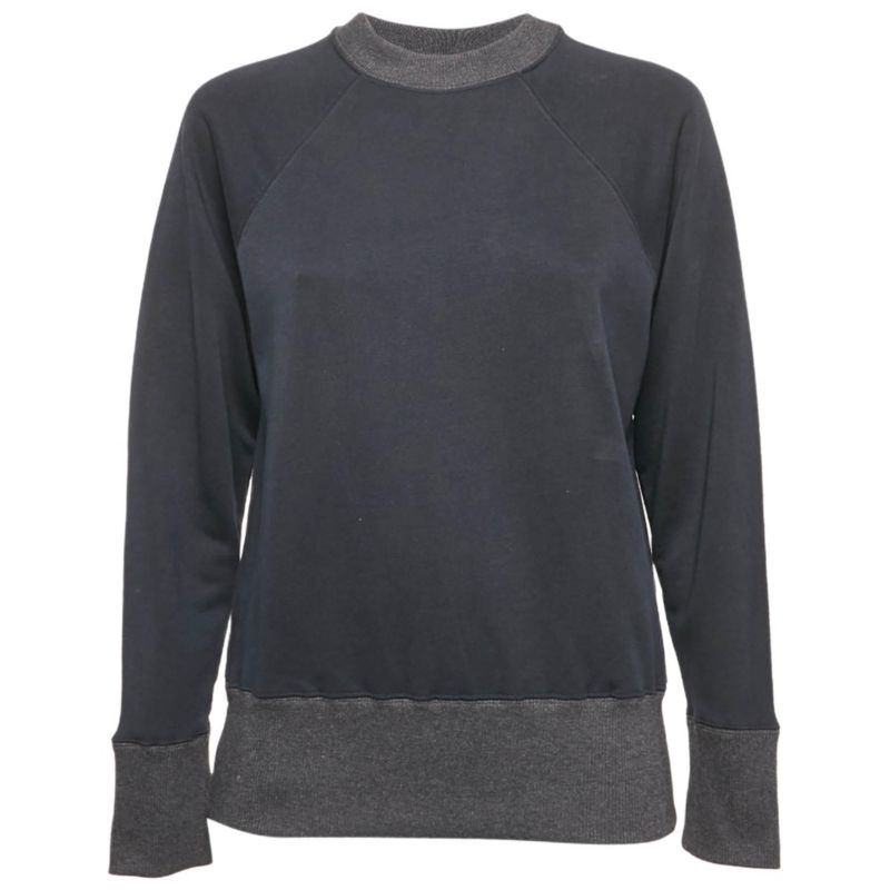 Women's Navy Blue Cotton Crew Neck Long Sleeve Sweatshirt