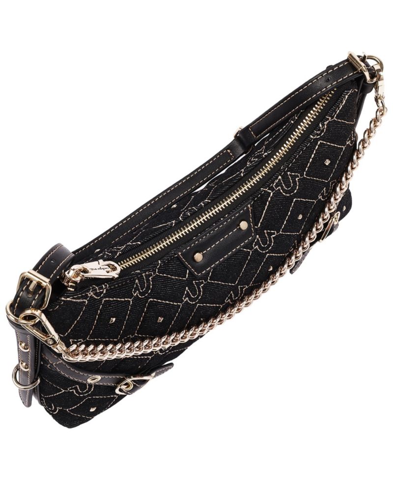 Women's Studded Denim Chain Shoulder Bag