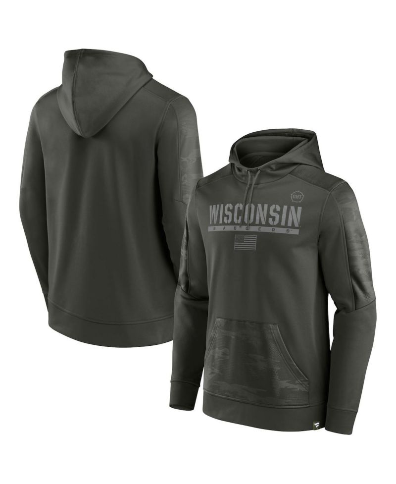 Men's Olive Wisconsin Badgers OHT Military-Inspired Appreciation Guardian Pullover Hoodie