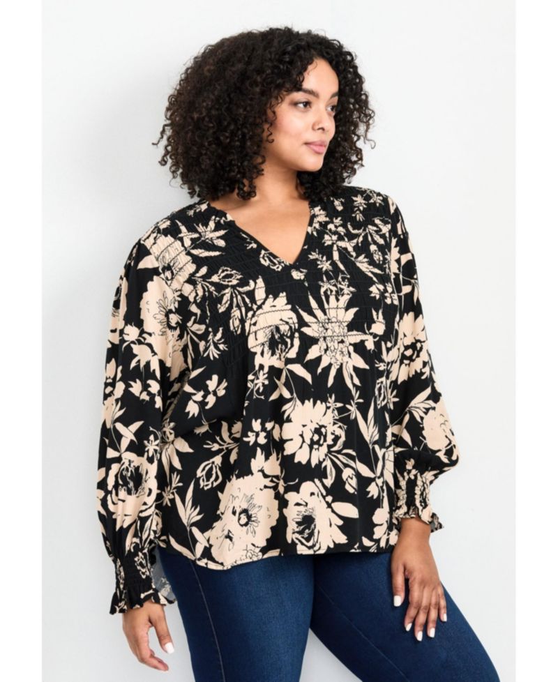 Women's Plus Size Marcie Shirred Detail Blouse Tops