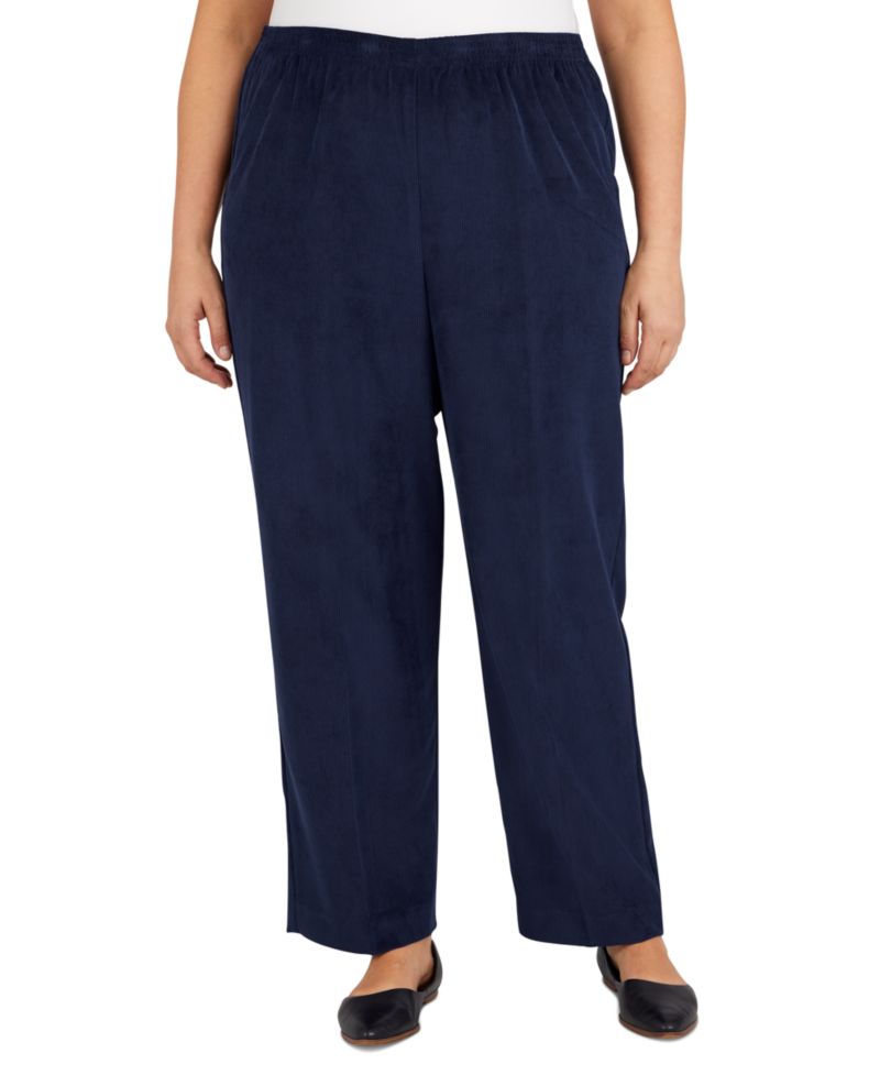 Plus Size Corduroy Elastic Waistband Pants