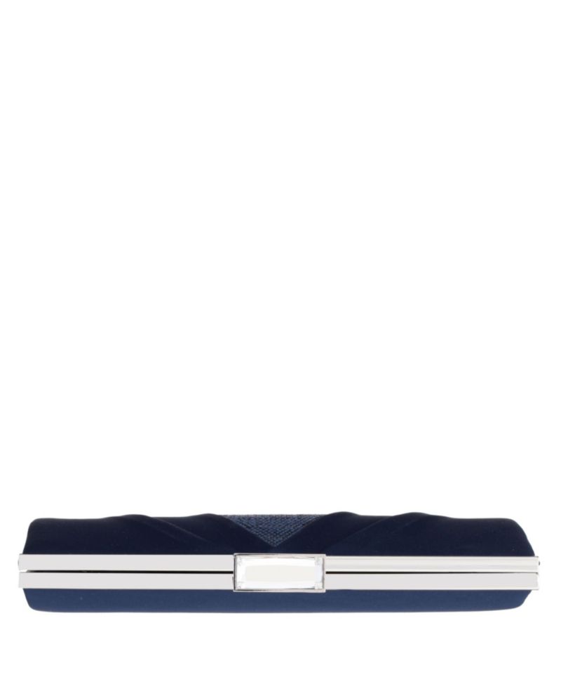 Women's Pleated Stain Crystal Frame Clutch