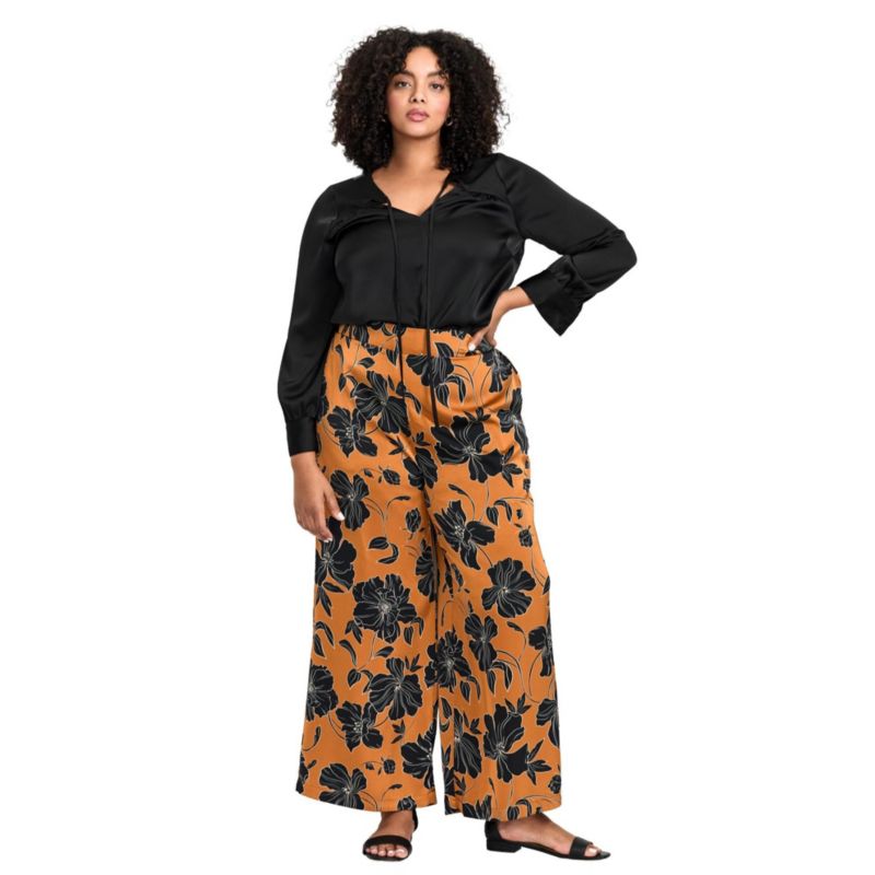 Women's Plus Size Goldi Wide Leg Satin Pant