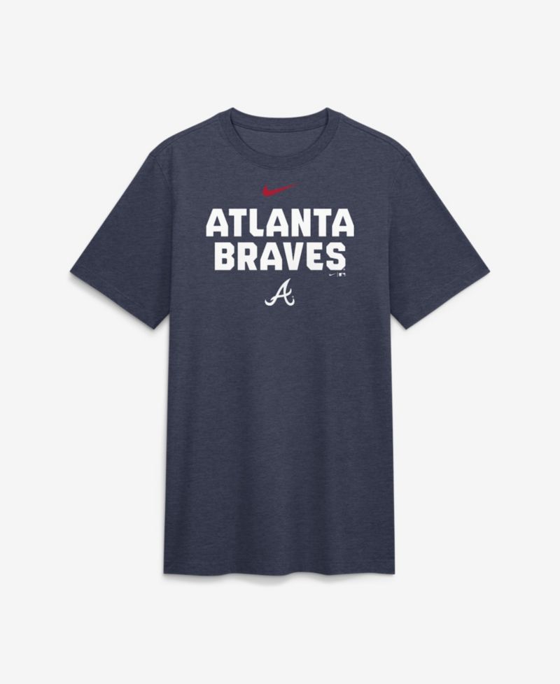 Men's Heather Navy Atlanta Braves Stacked Tri-Blend T-Shirt