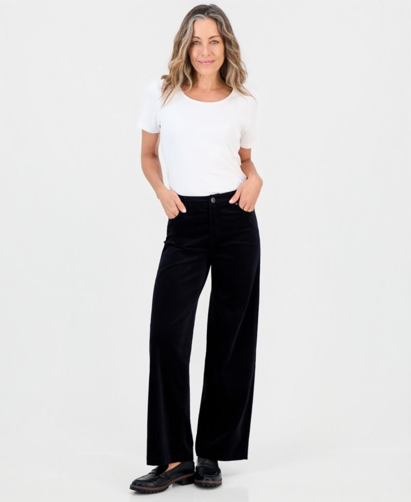 Petite Corduroy High-Waisted Wide-Leg Pants, Macy's Exclusive