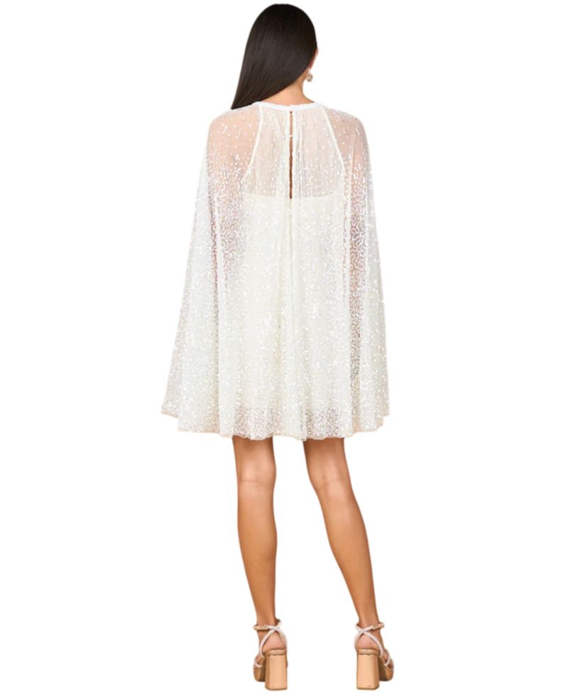 Women's Beaded Bridal Cape Dress