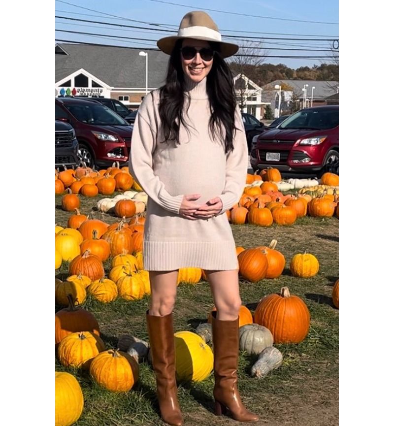 Women's Beige Turtle Neck Mini Sweater Dress