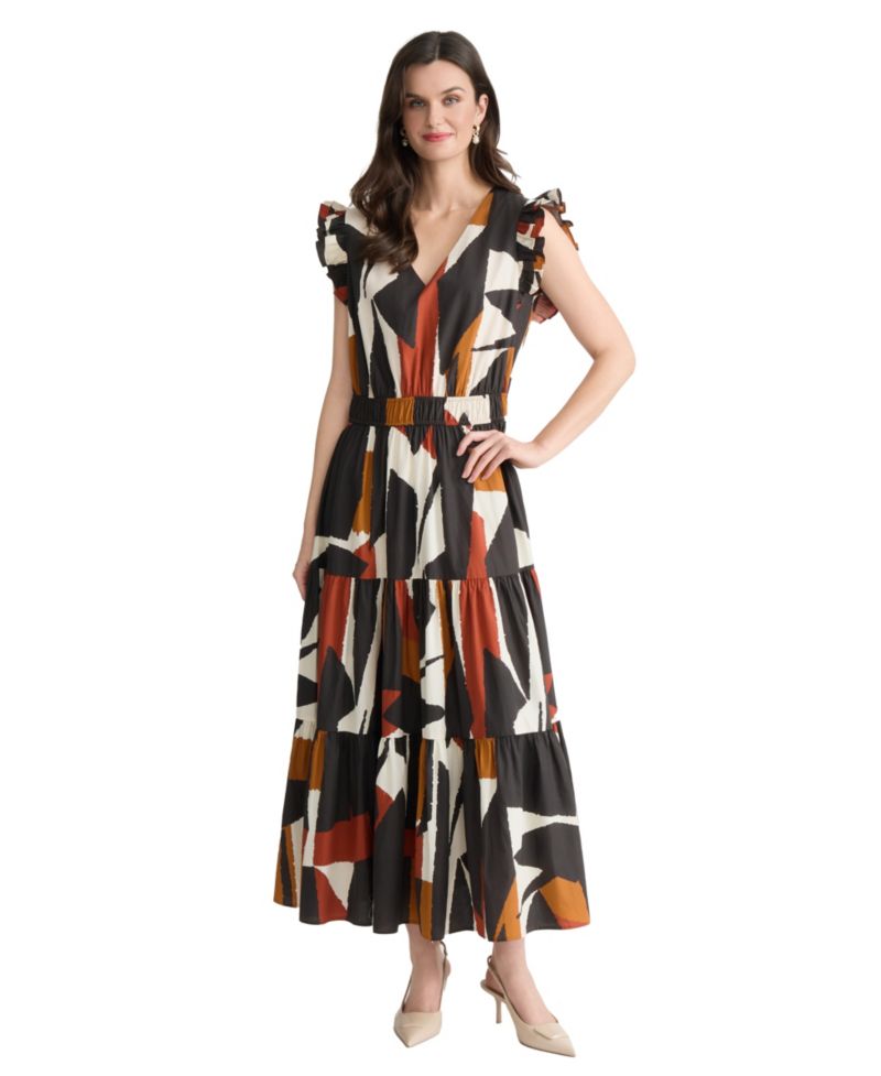 Petite Ruffle-Sleeve Cotton Dress