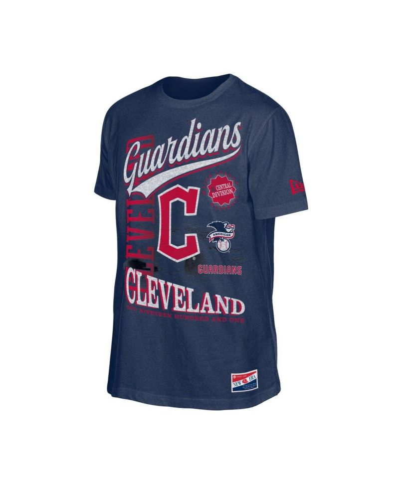 Men's Navy Cleveland Guardians Oversized Throwback Distressed T-Shirt