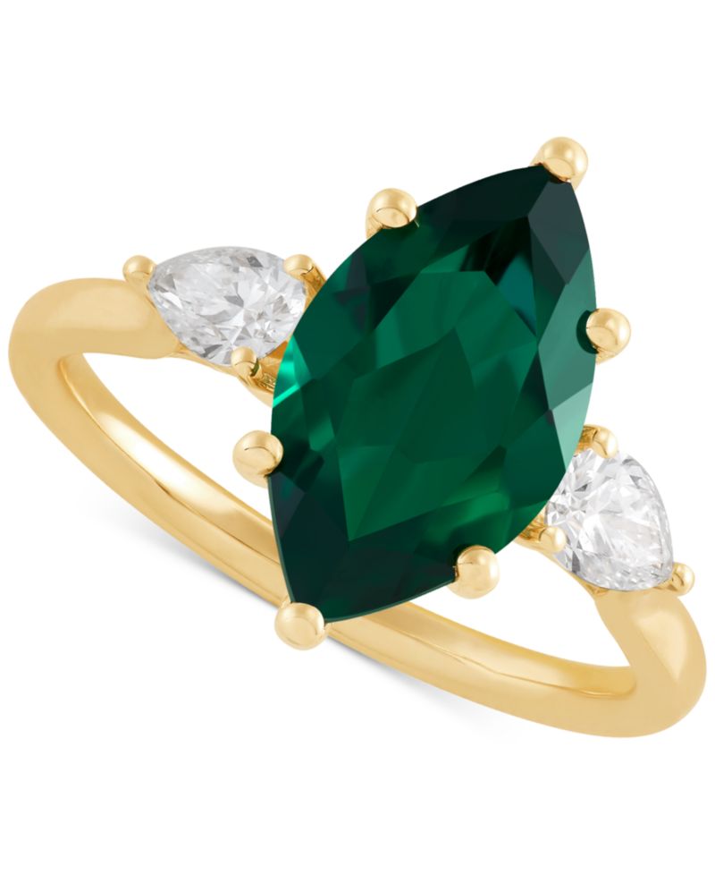 Lab Grown Ruby (3-1/3 ct. t.w.) & Lab Grown Diamond (1/2 ct. t.w.) Marquise Ring in 14k Gold (Also in Lab Grown Emerald & Lab Grown Sapphire)