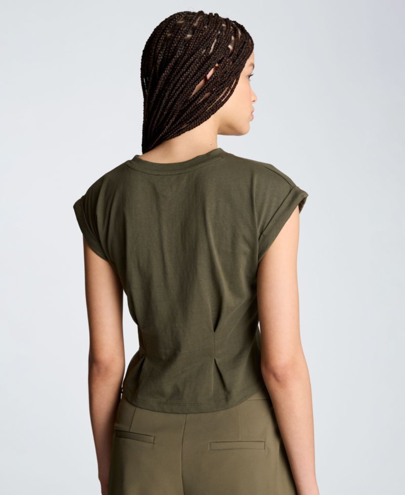 Women's Pleated Cotton T-Shirt