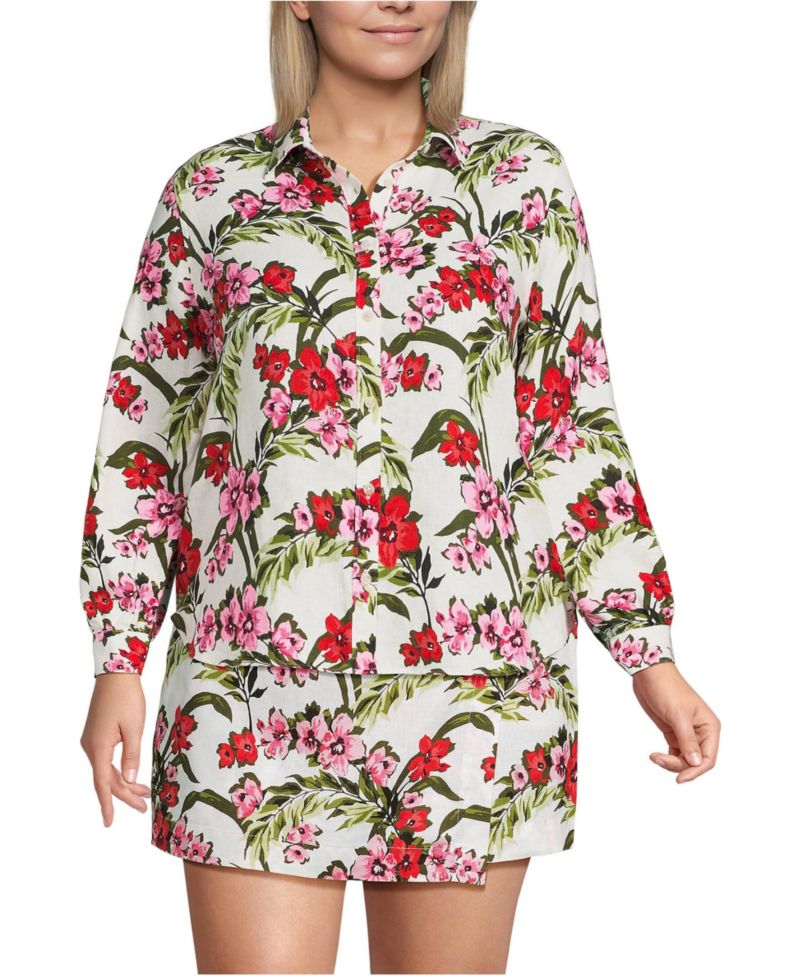 Plus Size Linen Long Sleeve Feminine Shirt
