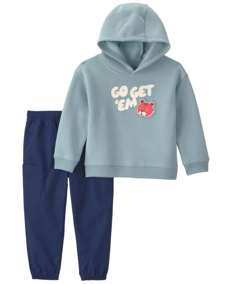 Baby Boys' Go Get Em Tiger Graphic Fleece Hooded Sweatshirt and Pants, 2-Piece Set