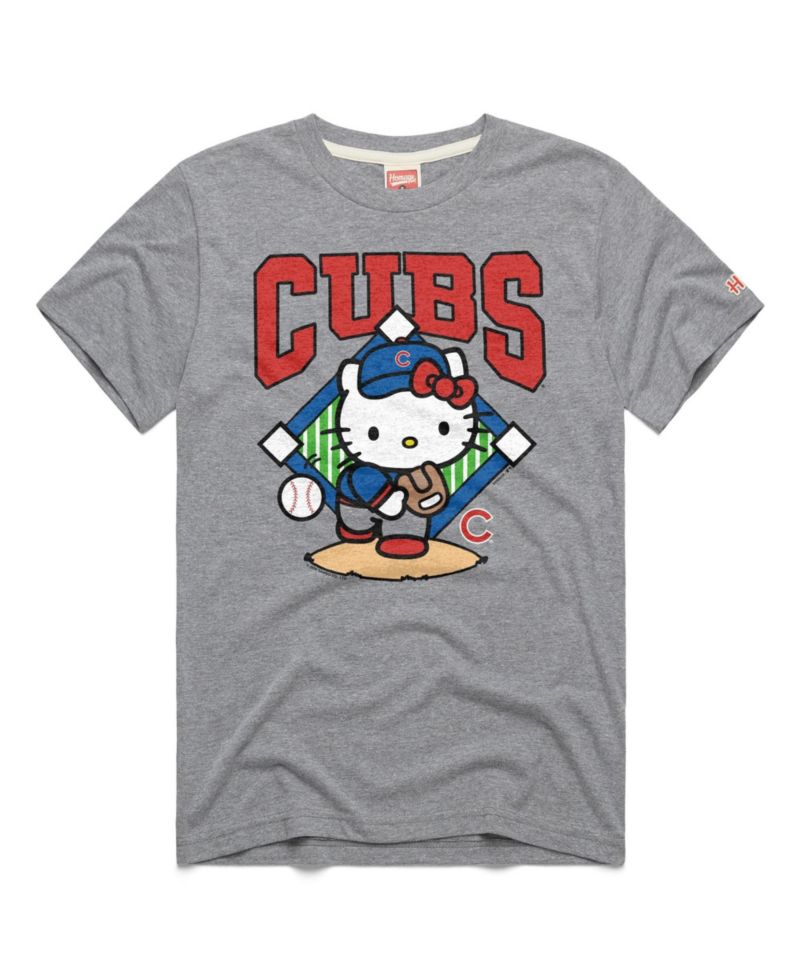 Men's and Women's Gray Chicago Cubs Hello Kitty Tri-Blend T-Shirt