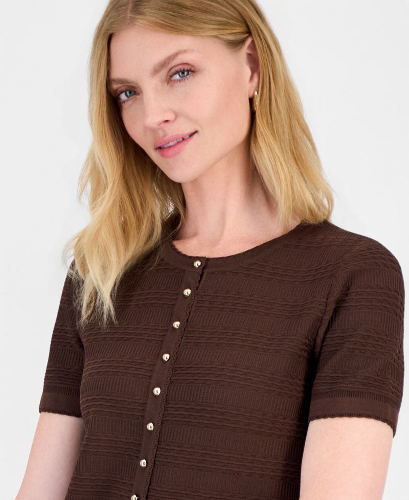 Women's Textured Ruffled-Hem Cardigan
