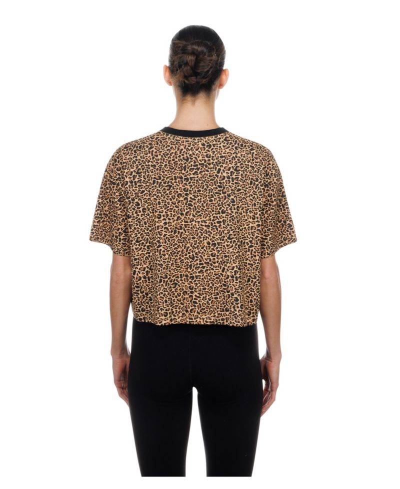 Women's New York Mets Leopard-Print Cropped Cotton T-Shirt