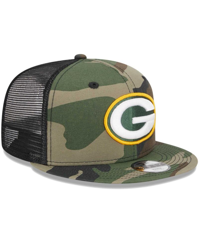 Big Boys and Girls Camo Green Bay Packers Main Trucker 9FIFTY Snapback Hat