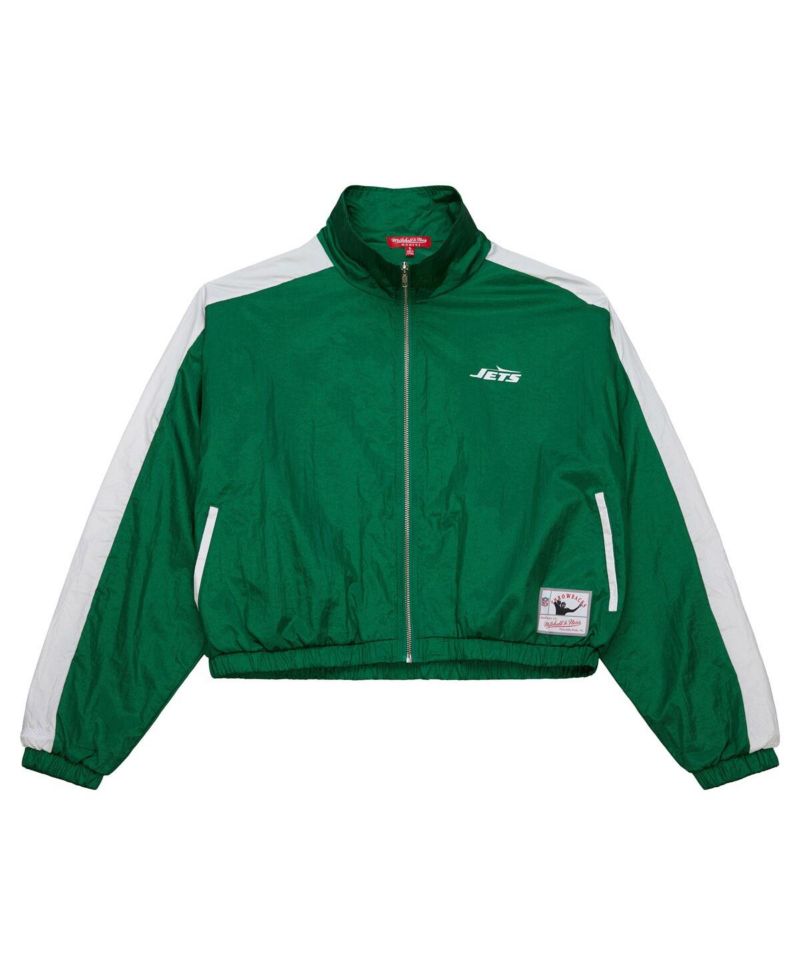 Women's Green New York Jets Nylon Cropped Full-Zip Jacket